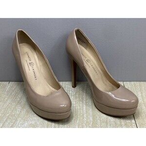Chinese Laundry Patent Leather Nude Beige Tan Platform Stiletto Pumps Heels 7.5